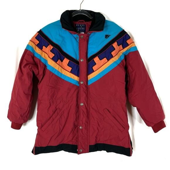 Kenny Rogers | Vintage Miller’s Harness West Red Aztec Ski Jacket Coat M - Picture 1 of 9